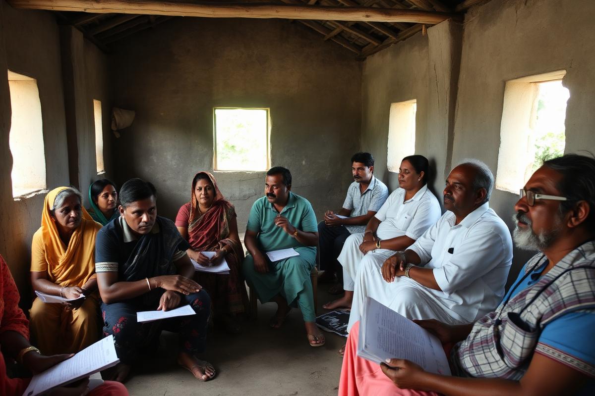 Cooperative training session with vernacular materials in a rural hall