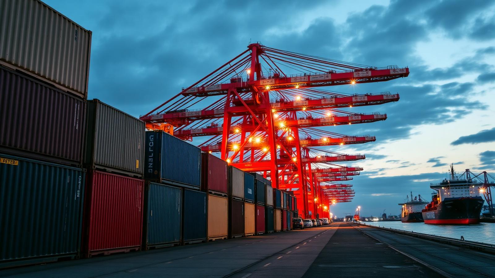 Container port handling UK and India trade freight